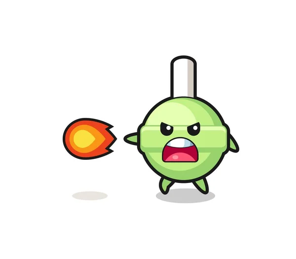 Cute Lollipop Mascot Shooting Fire Power Cute Design — 图库矢量图片