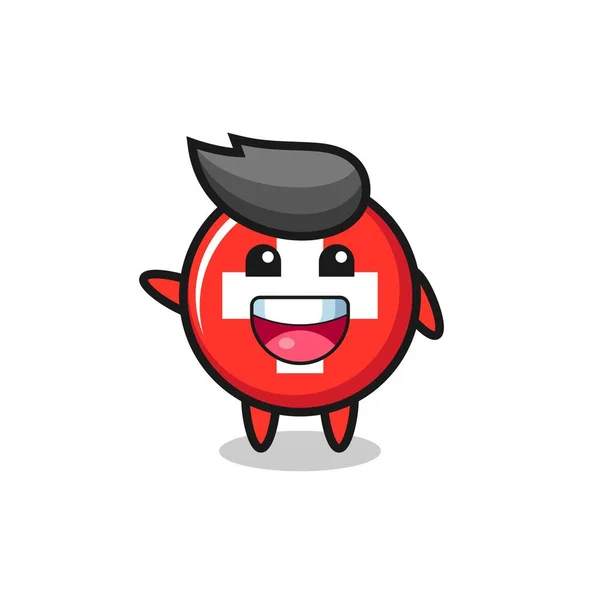 Šťastný Švýcarský Roztomilý Maskot Charakter Roztomilý Design — Stockový vektor