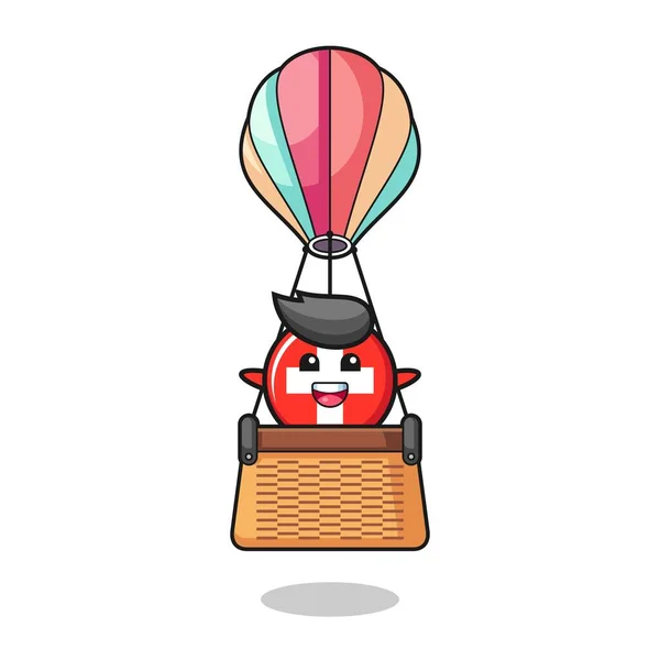 Mascota Suiza Montar Globo Aire Caliente Lindo Diseño — Vector de stock