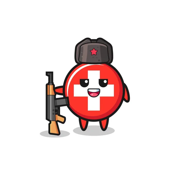 Cute Switzerland Cartoon Russian Army Cute Design — 图库矢量图片