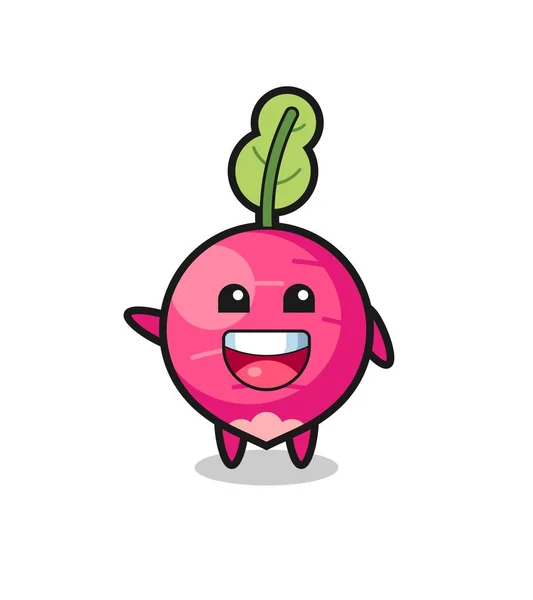 Happy Radish Cute Mascot Character Cute Design — Stock Vector