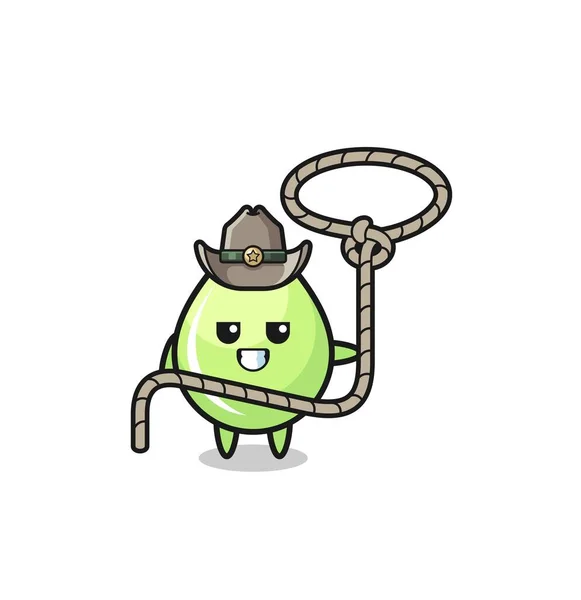 Melon Juice Drop Cowboy Lasso Rope Cute Design — 图库矢量图片