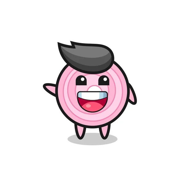 Šťastný Cibule Kroužky Roztomilý Maskot Charakter Roztomilý Design — Stockový vektor