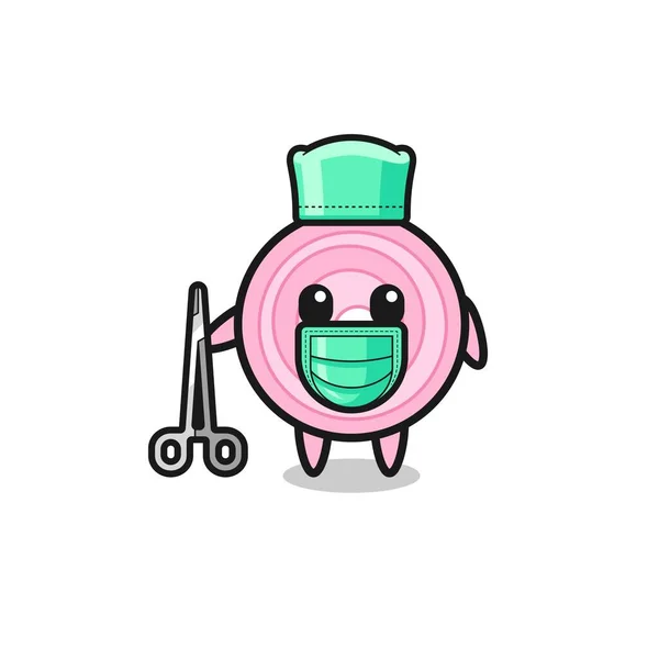 Surgeon Onion Rings Mascot Character Cute Design — Stock Vector