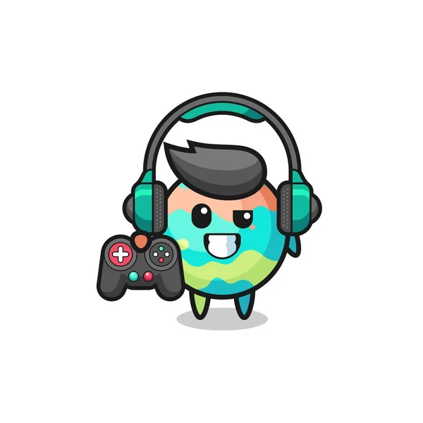 Banho Bombas Gamer Mascote Segurando Controlador Jogo Design Bonito —  Vetores de Stock