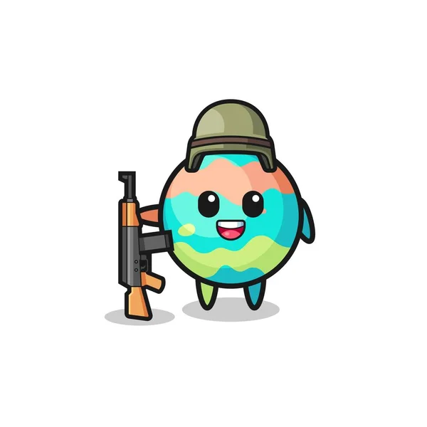 Cute Bath Bombs Mascot Soldier Cute Design — 图库矢量图片