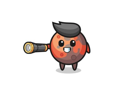 El feneri tutan Mars maskotu, şirin tasarım.