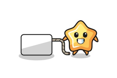 Yıldız çizgi filmi bir afiş çekiyor, şirin tasarım.