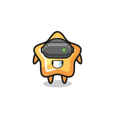 sevimli yıldız VR kulaklık kullanıyor, şirin tasarım