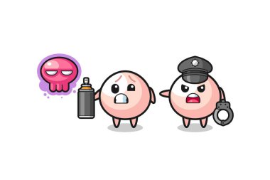 Köfte karikatürü vandalizm yapıyor ve polis tarafından yakalandı, şirin tasarım.