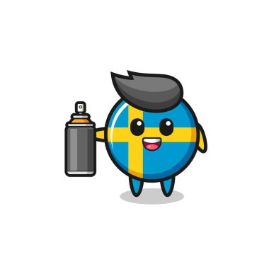 Grafiti bombacısı olarak şirin İsveç bayrağı, şirin bir tasarım.