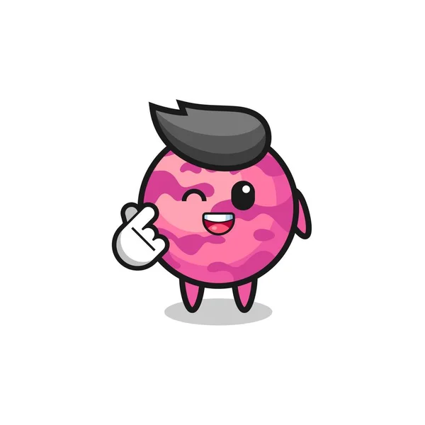 Helado Scoop Carácter Haciendo Coreano Dedo Corazón Lindo Diseño — Vector de stock