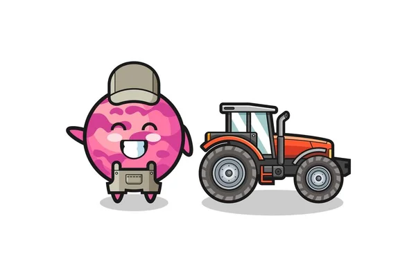 Ice Cream Scoop Farcot Standing Tractor Cute Design — стоковый вектор