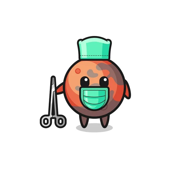 Cirurgião Mars Mascote Personagem Projeto Bonito — Vetor de Stock
