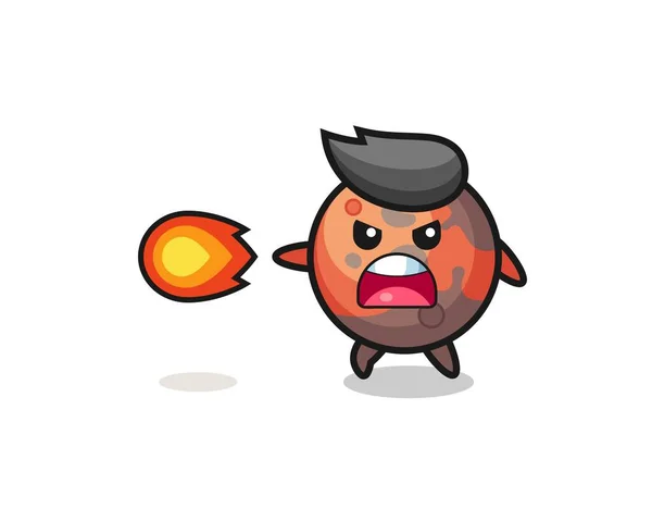 Cute Mars Mascot Shooting Fire Power Cute Design — Stock Vector