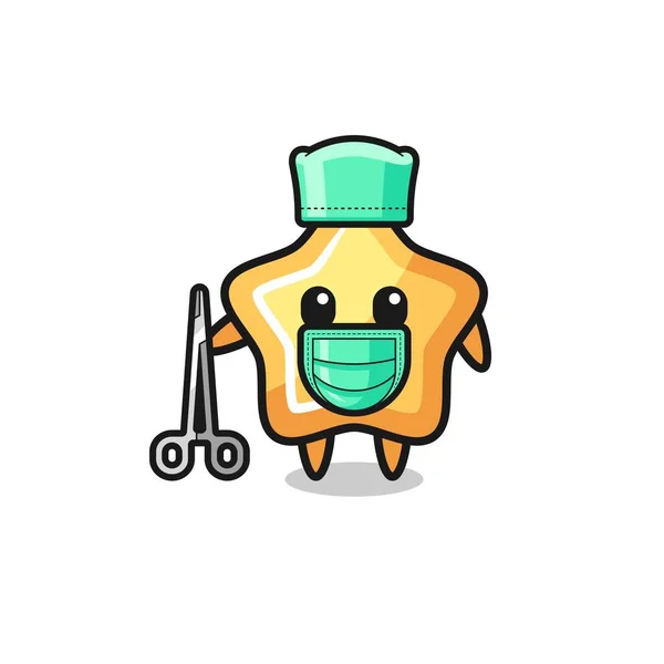 Personaje Mascota Estrella Cirujano Lindo Diseño — Vector de stock