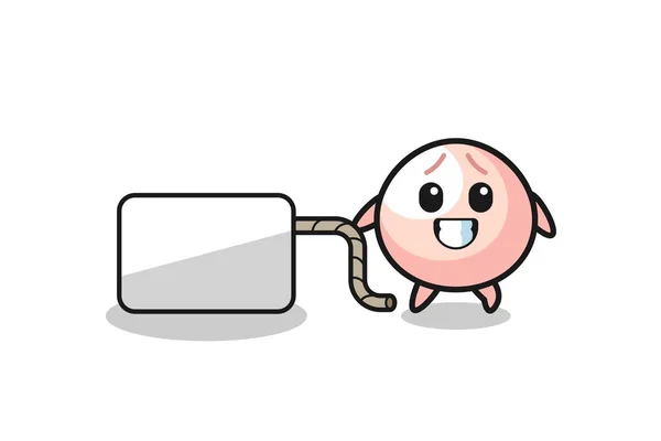 Meatbun Cartoon Pulling Banner Cute Design — 스톡 벡터