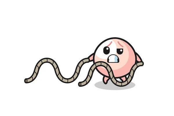 Illustration Meatbun Doing Battle Rope Workout Cute Design — 图库矢量图片