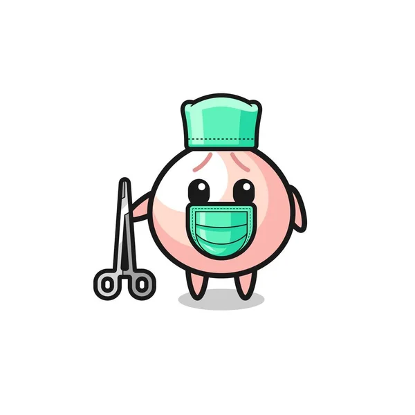 Cirurgião Meatbun Mascote Personagem Projeto Bonito — Vetor de Stock