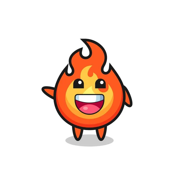 Happy Fire Cute Mascot Character Cute Design — 图库矢量图片