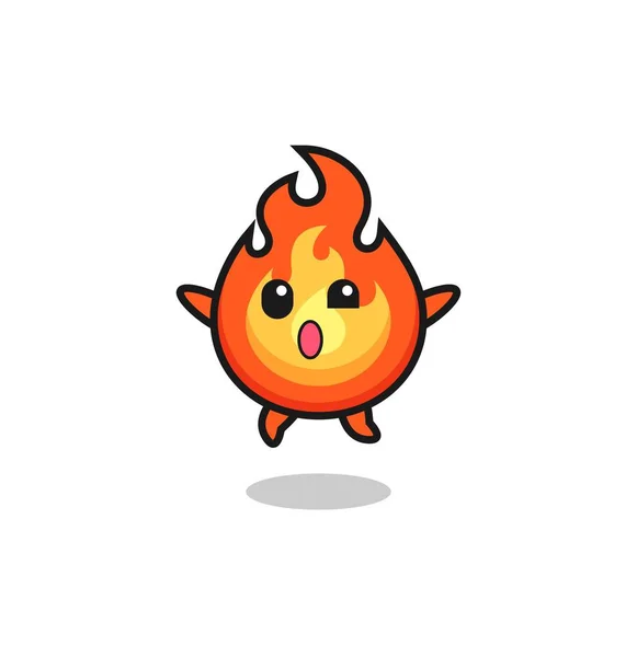 Fire Character Jumping Gesture Cute Design — 图库矢量图片