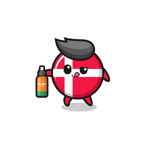 Niedliche Dänische Flagge Mit Mückenschutz Niedliches Design — Stockvektor