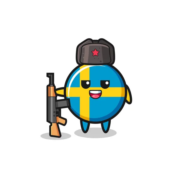 Lucu Kartun Bendera Sweden Sebagai Tentara Rusia Desain Yang Lucu - Stok Vektor