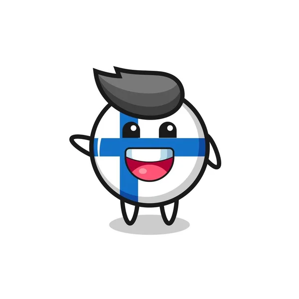 Szczęśliwy Finlandia Flaga Ładny Charakter Maskotka Ładny Design — Wektor stockowy