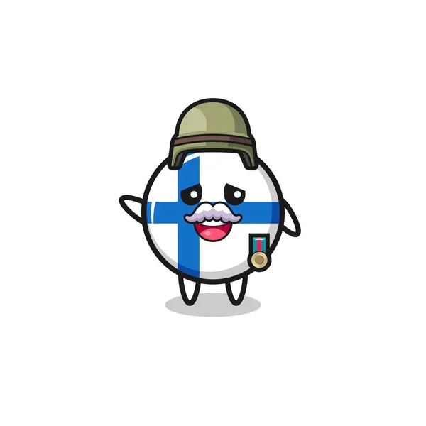 Симпатичный Финский Флаг Ветеранский Мультфильм Симпатичный Дизайн — стоковый вектор