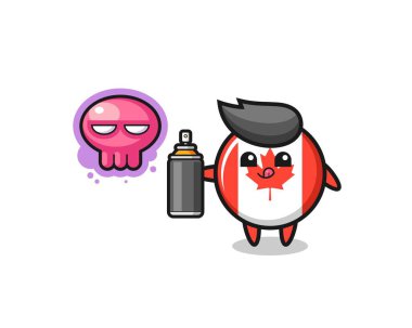 Kanada bayrağı karikatürü. Sprey boyalı bir graffiti yap, şirin bir tasarım.