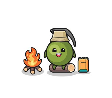 El bombası karikatürünün kamp çizimi, şirin tasarım.