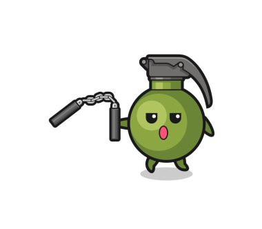 Mınçıka kullanan el bombası karikatürü, şirin tasarım.