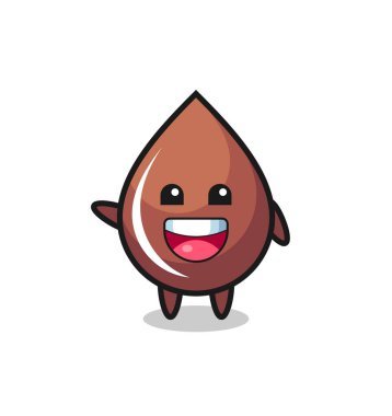 Mutlu çikolata damla şirin maskot karakter, şirin tasarım