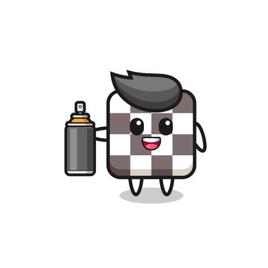 Grafiti bombacısı olarak sevimli bir satranç tahtası, şirin bir tasarım.