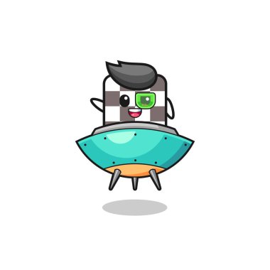 Satranç tahtası çizgi filmi geleceğin uzay gemisine biniyor, şirin bir tasarım.