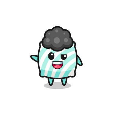 Afro çocuk rolünde yastık karakteri, şirin tasarım.