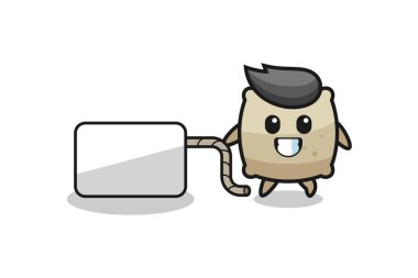 Yastık çizgi filmi bir afiş çekiyor, şirin bir tasarım.