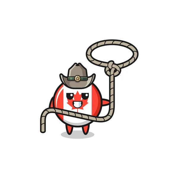 Canada Flag Cowboy Lasso Rope Cute Design — Stock vektor