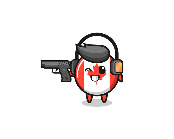 Illustration Canada Flag Cartoon Doing Shooting Range Cute Design — 图库矢量图片