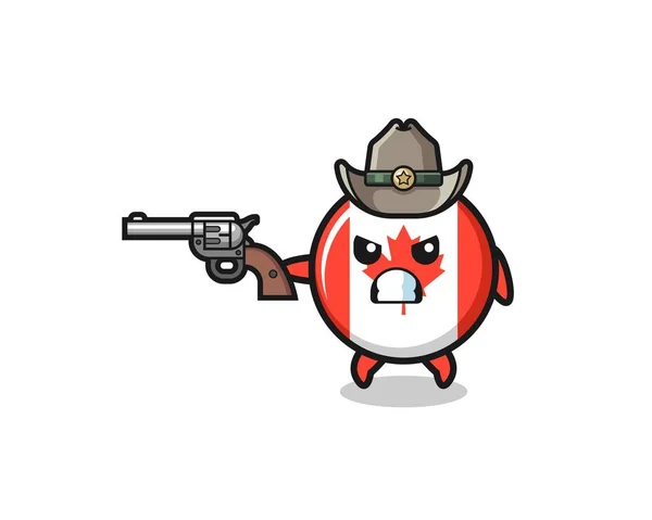 Canada Flag Cowboy Shooting Gun Cute Design — 图库矢量图片