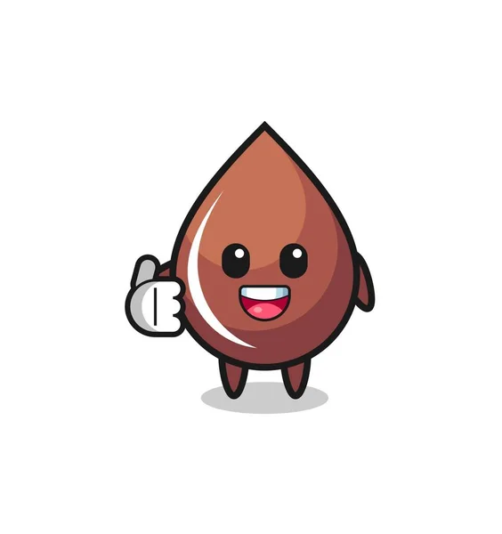 Chocolate Drop Mascot Doing Thumbs Gesture Cute Design — 图库矢量图片