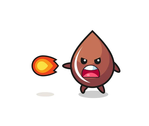 Cute Chocolate Drop Mascot Shooting Fire Power Cute Design — 图库矢量图片