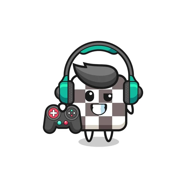 Ajedrez Tablero Gamer Mascota Celebración Juego Controlador Lindo Diseño — Vector de stock