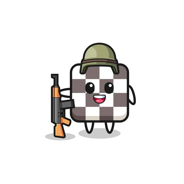 Mascotte Échiquier Mignon Comme Soldat Design Mignon — Image vectorielle