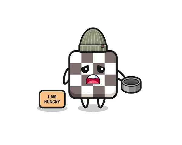 Cute Chess Board Beggar Cartoon Character Cute Design — Stock Vector