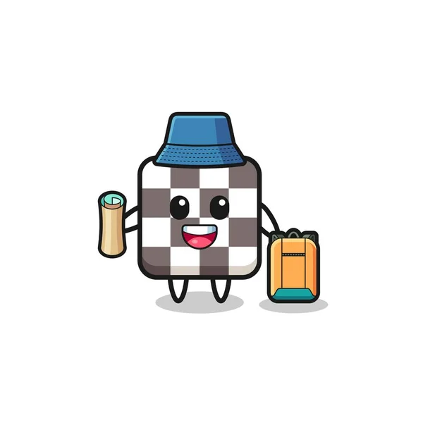 Personagem Mascote Tabuleiro Xadrez Como Caminhante Design Bonito — Vetor de Stock