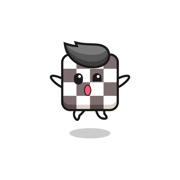 Chess Board Character Jumping Gesture Cute Design — 图库矢量图片