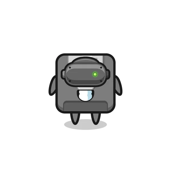 Cute Floppy Disk Using Headset Cute Design — Stock vektor