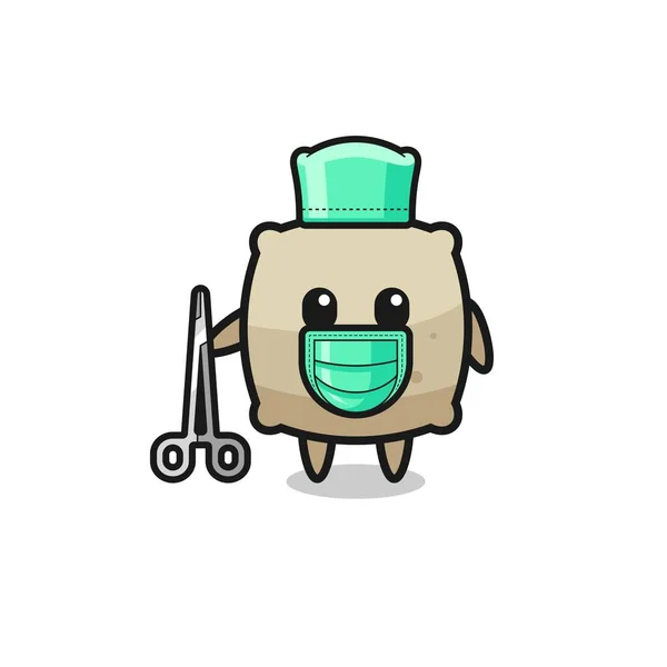 Surgeon Sack Mascot Character Cute Design — Stock vektor