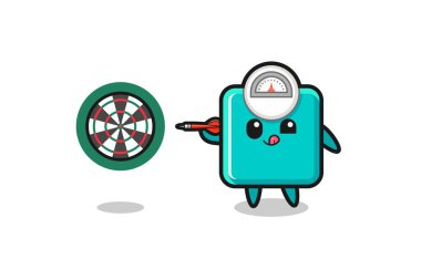 Şirin ağırlık ölçeği dart oynuyor, şirin tasarım.